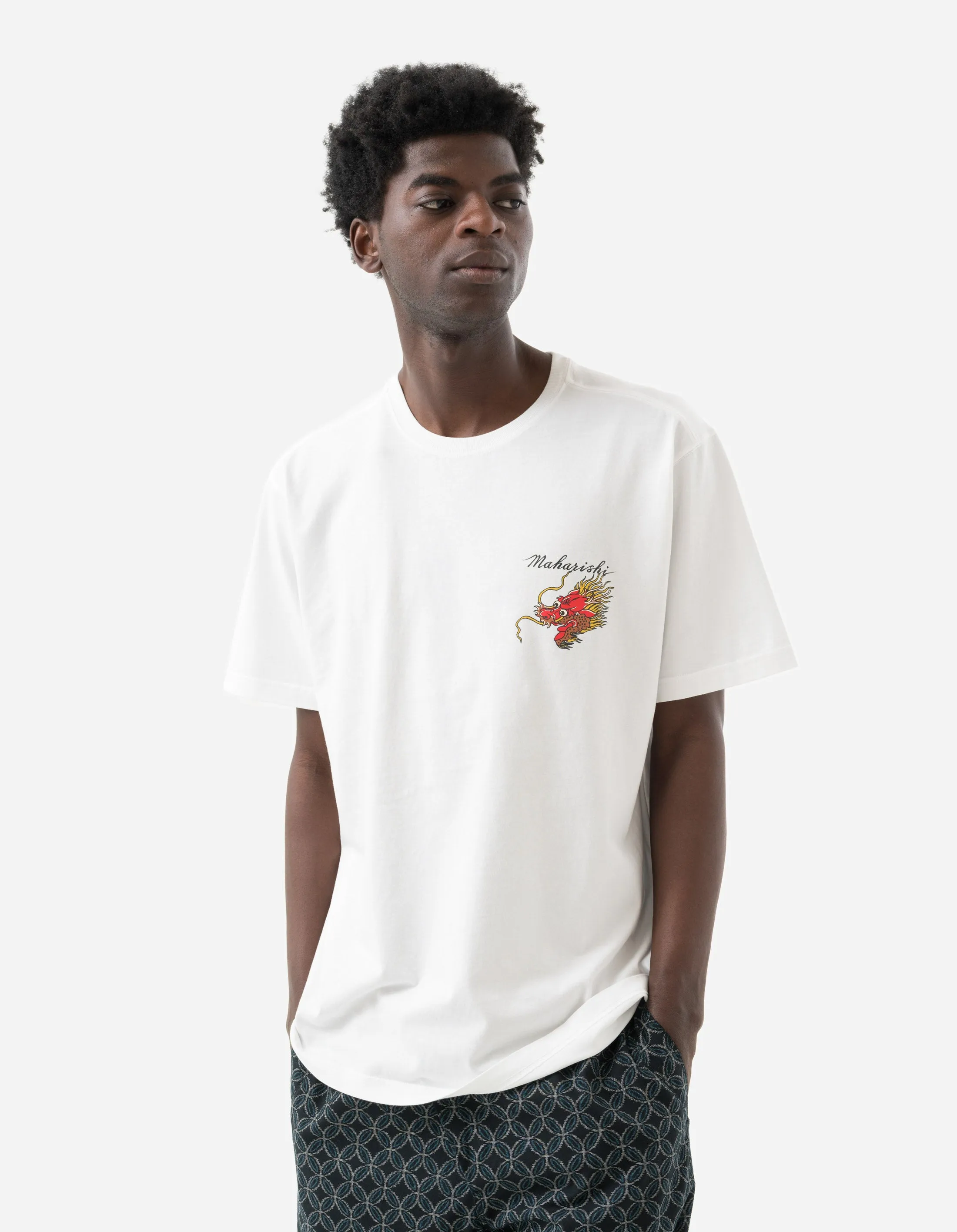 1385 Dragon Map Graphic T-Shirt - White - Unique Adventure Tee for Fans