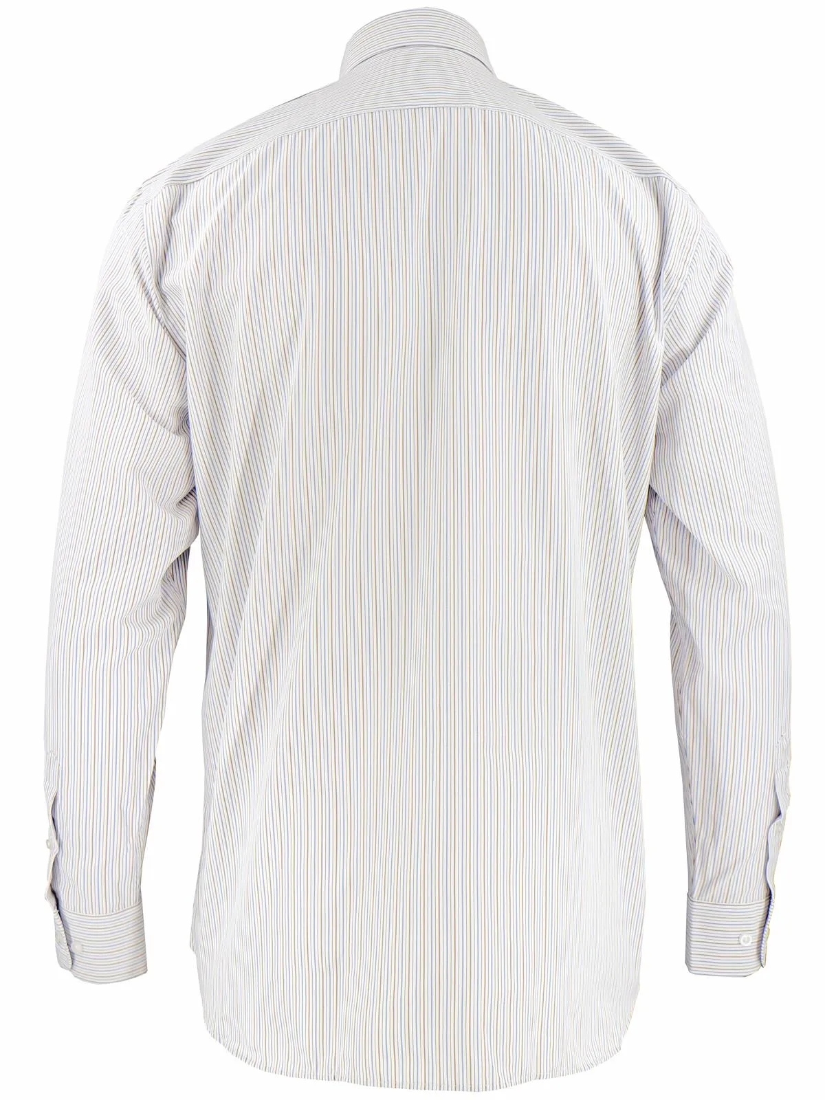 Vintage 1940s Brown & Blue Windsor Stripe Spearpoint Collar Shirt with Tab Collar