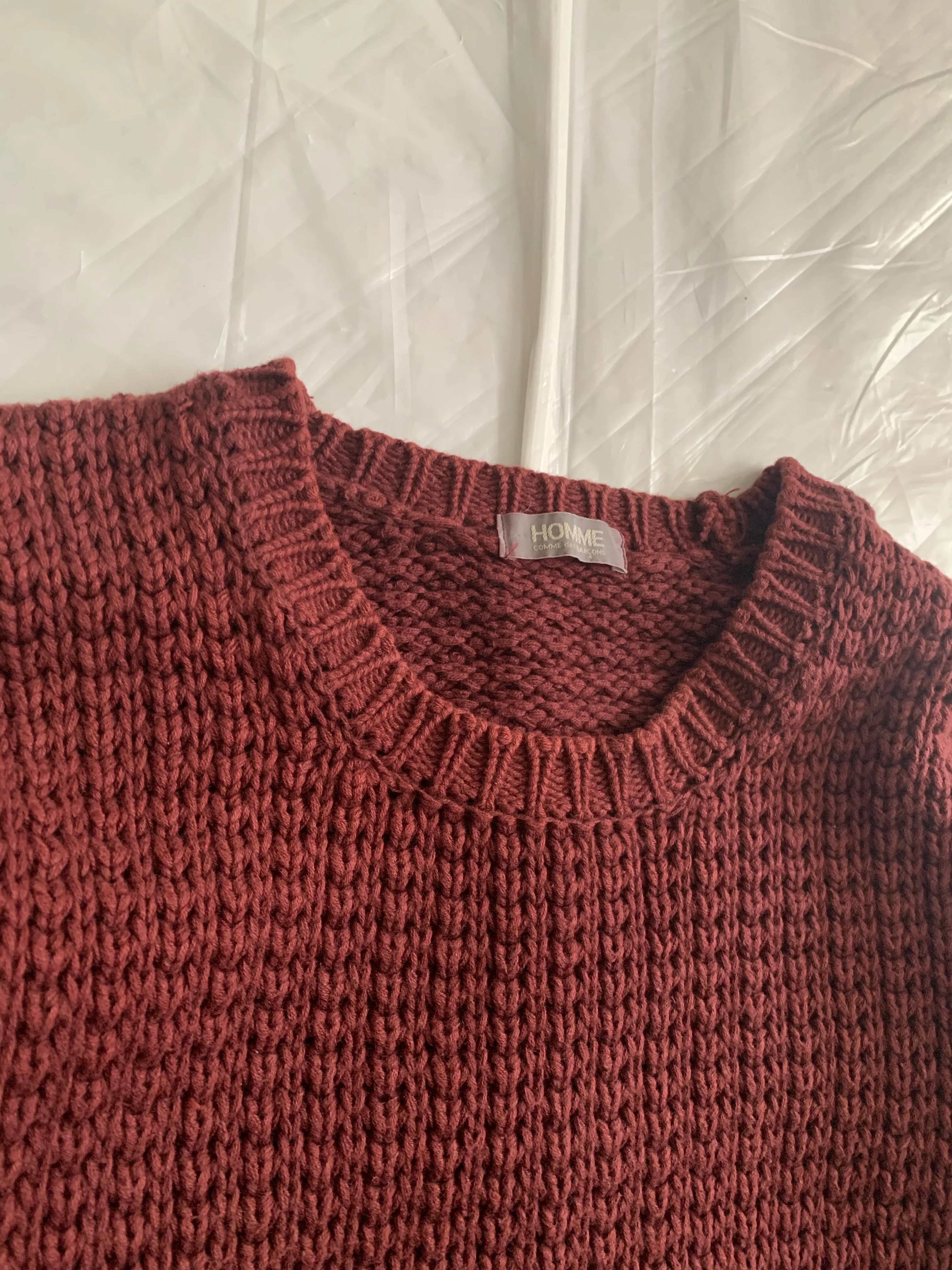 1980s CDGH Maroon Heavy Cotton Knitted Sweater - Size M