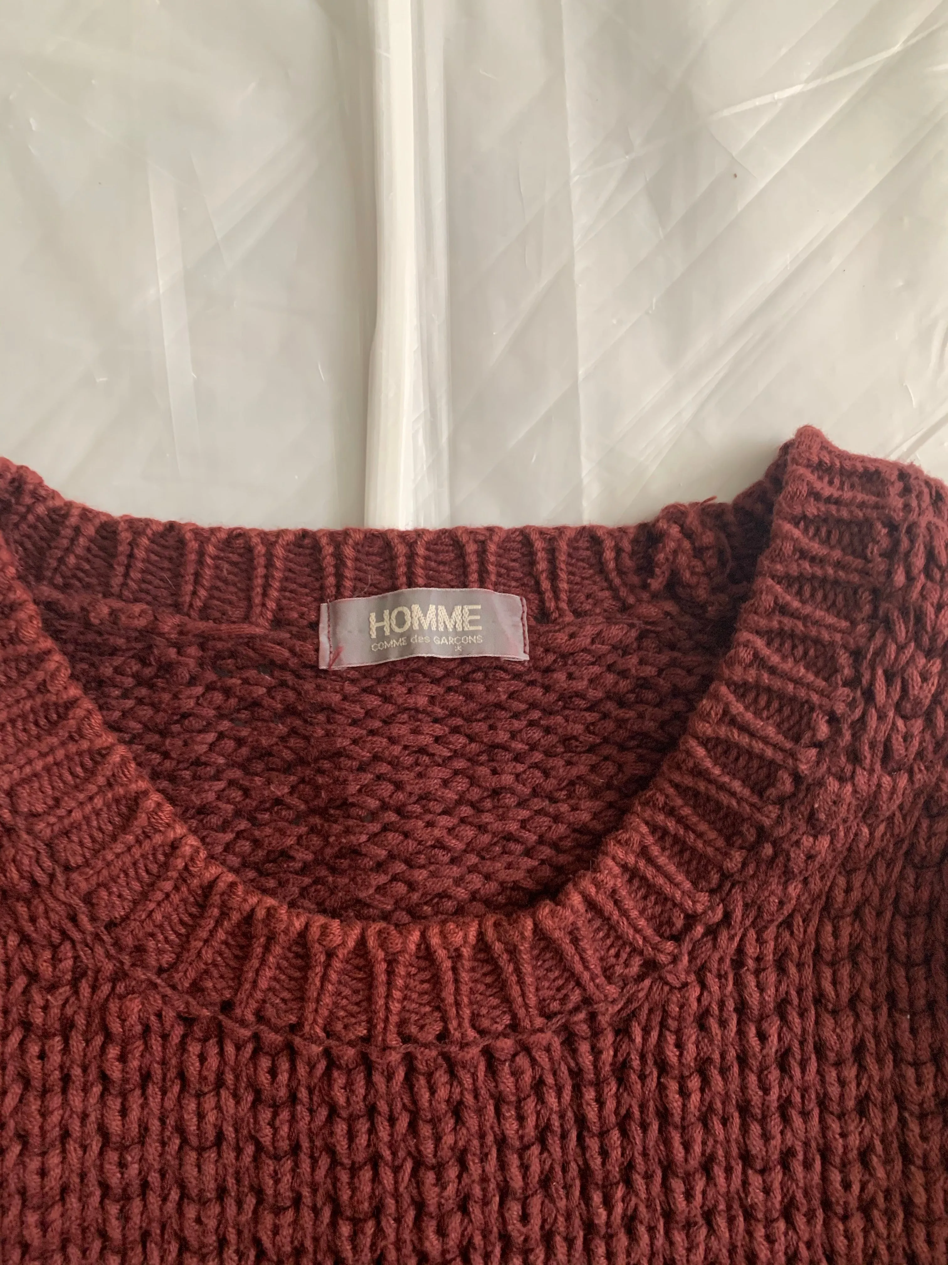 1980s CDGH Maroon Heavy Cotton Knitted Sweater - Size M