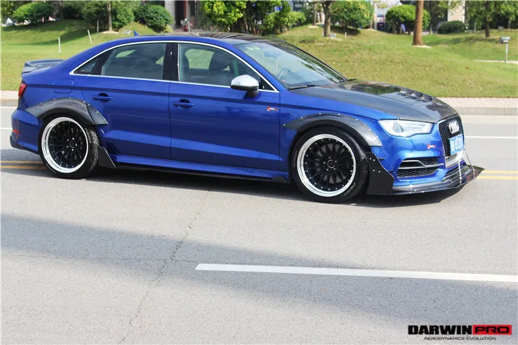 2013-2016 Audi S3 & A3 Sline Sedan BKSS Style Side Skirts with Winglets