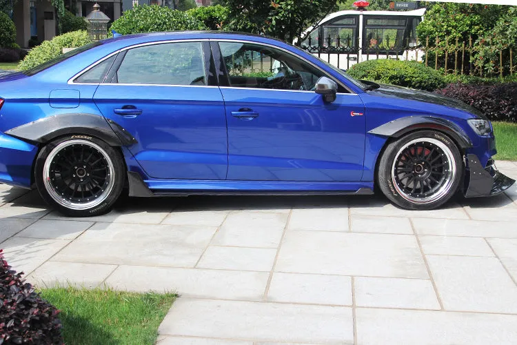 2013-2016 Audi S3 & A3 Sline Sedan BKSS Style Side Skirts with Winglets