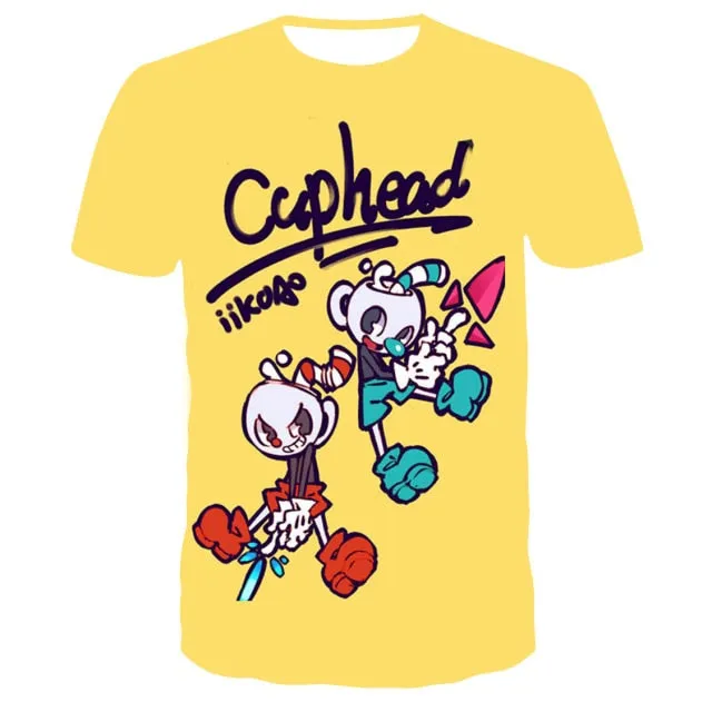 3D Cuphead Mugman Kids T-Shirt Print Girls Funny Clothes Boys Children Tops Kids Clothes Baby Tshirts Men Women Clothing T-shirt