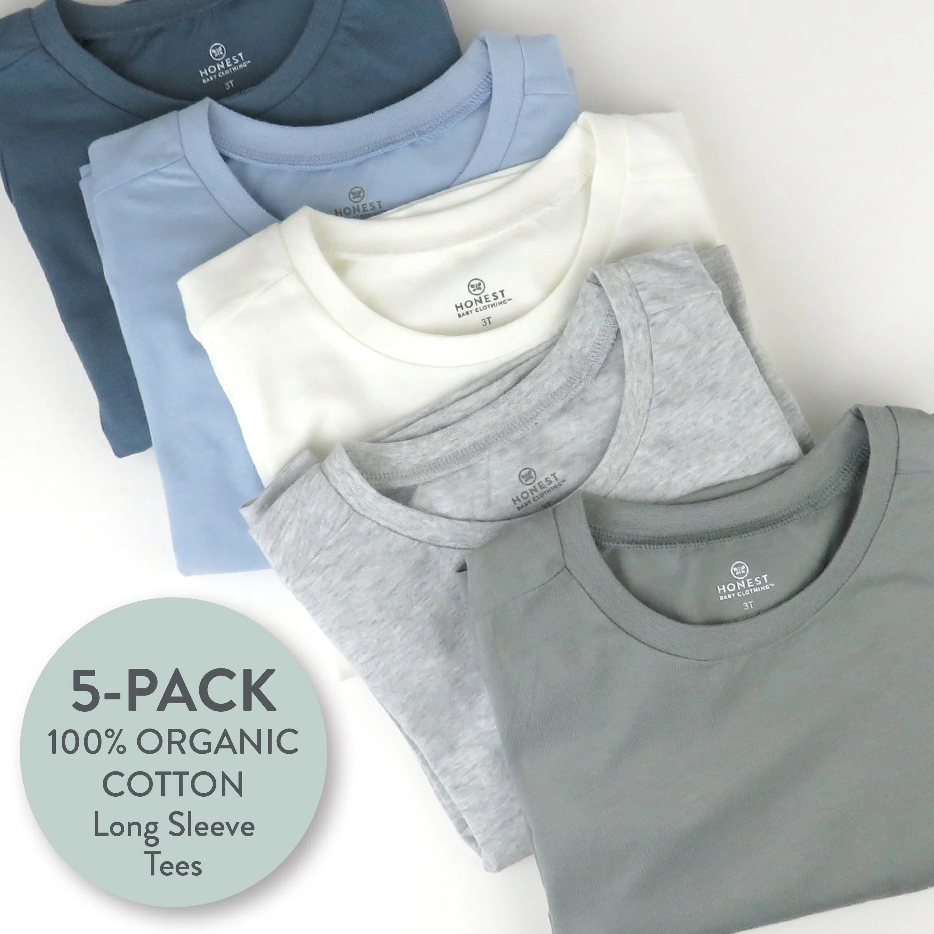 5-Pack Premium Organic Cotton Long Sleeve T-Shirts for Everyday Comfort