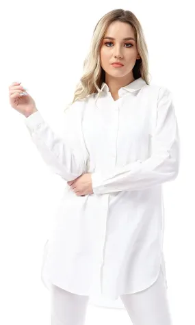 57112 Full Sleeves Buttoned Simple White Shirt