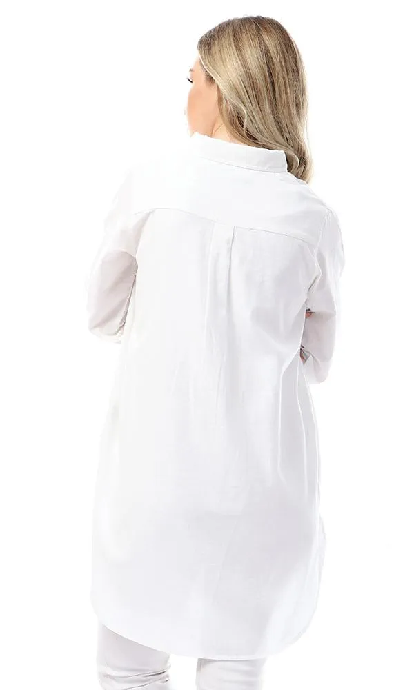 57112 Full Sleeves Buttoned Simple White Shirt