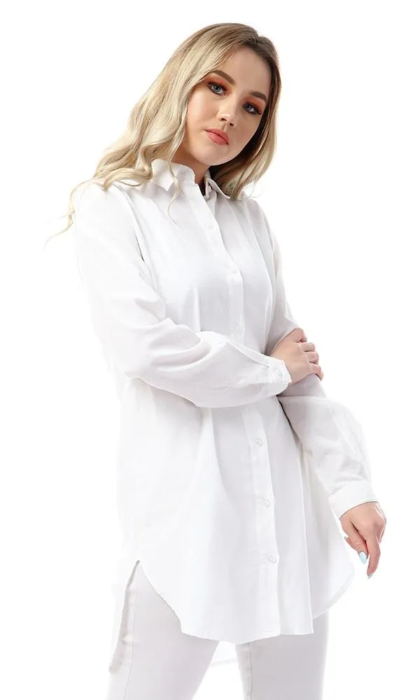 57112 Full Sleeves Buttoned Simple White Shirt
