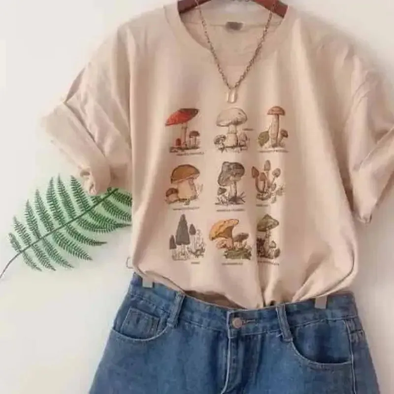Aesthetic Oversized Mushroom Short Sleeve T Shirt
