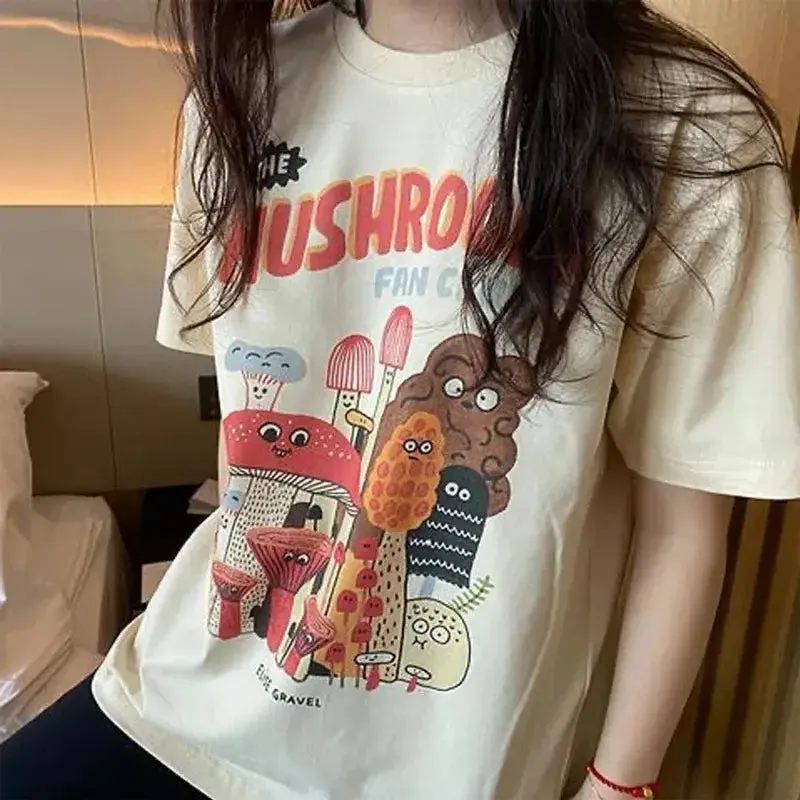 Aesthetic Oversized Mushroom Short Sleeve T Shirt
