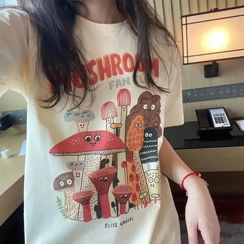 Aesthetic Oversized Mushroom Short Sleeve T Shirt