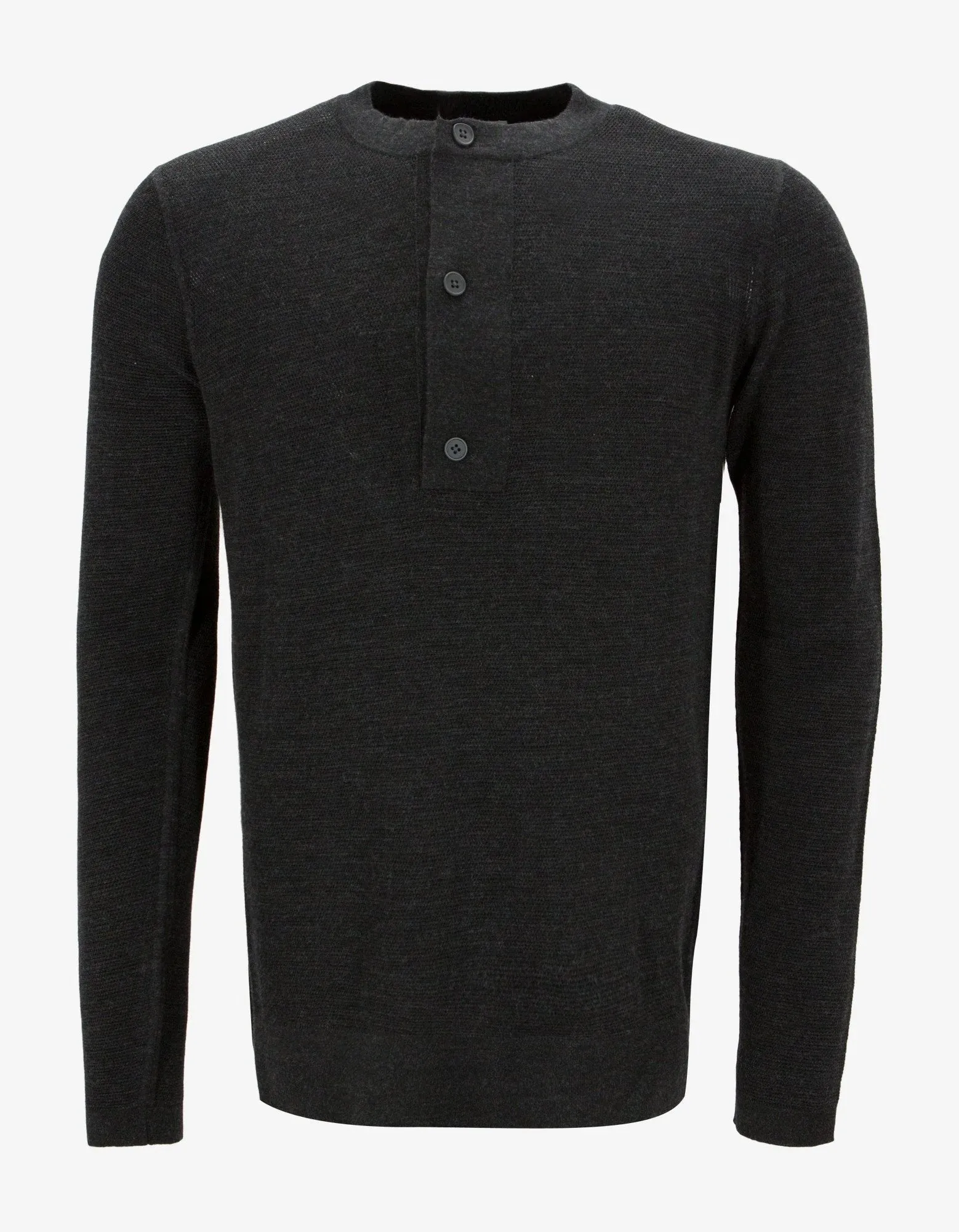 Balenciaga Grey Contrast Panel Knitted Henley Top