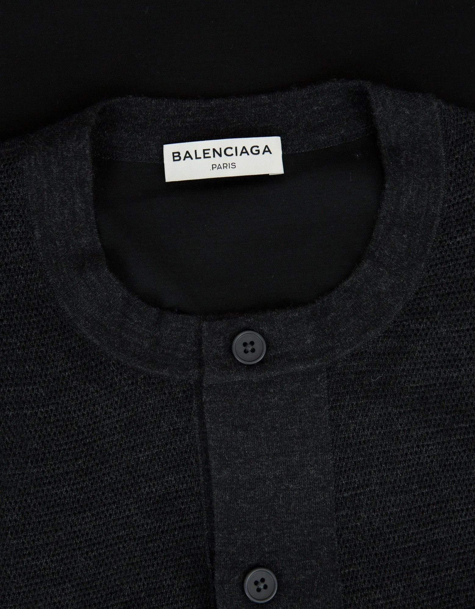 Balenciaga Grey Contrast Panel Knitted Henley Top