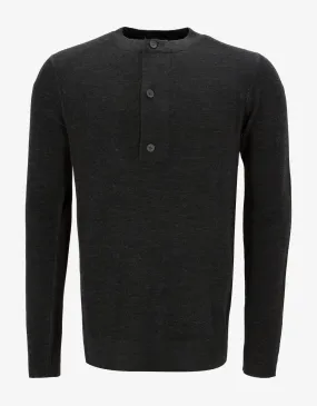 Balenciaga Grey Contrast Panel Knitted Henley Top