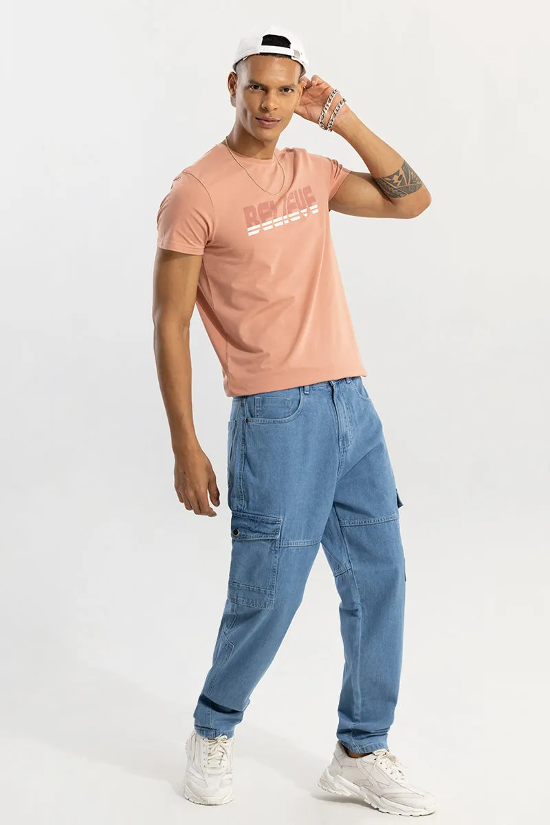 Soft Peach Color T-Shirt with Inspirational Believe Print