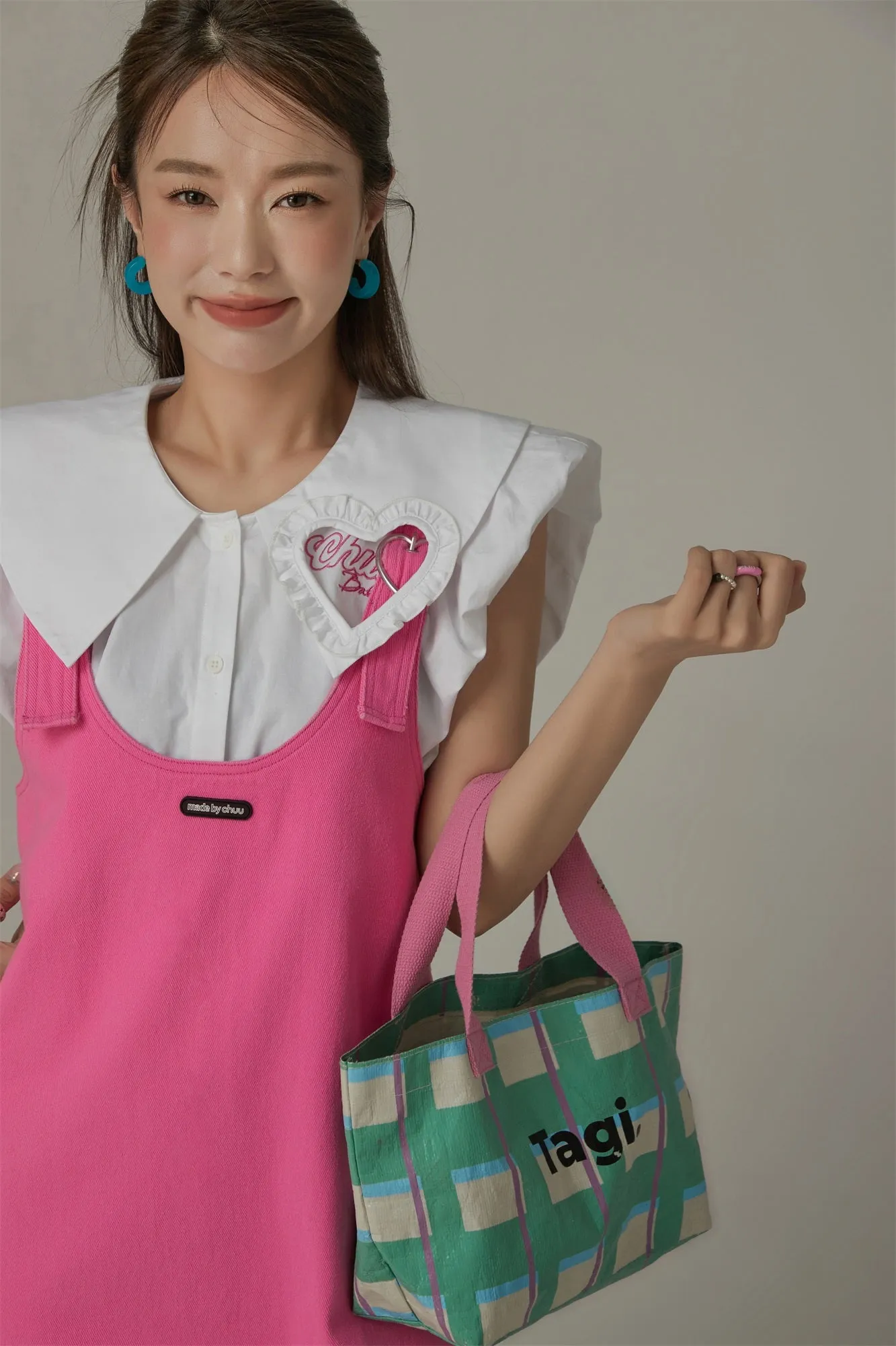 Big Collar Color Sleeveless Shirt