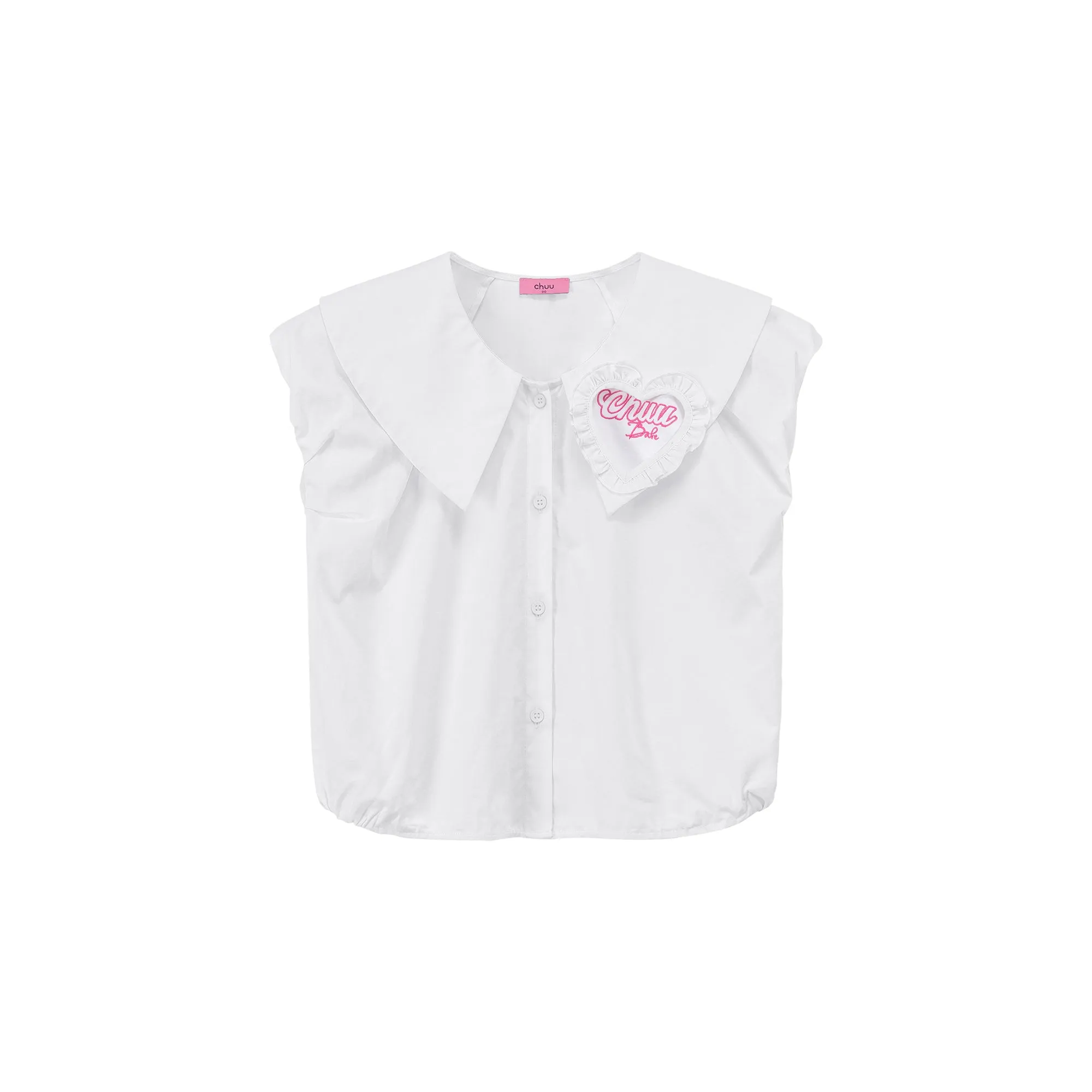 Big Collar Color Sleeveless Shirt