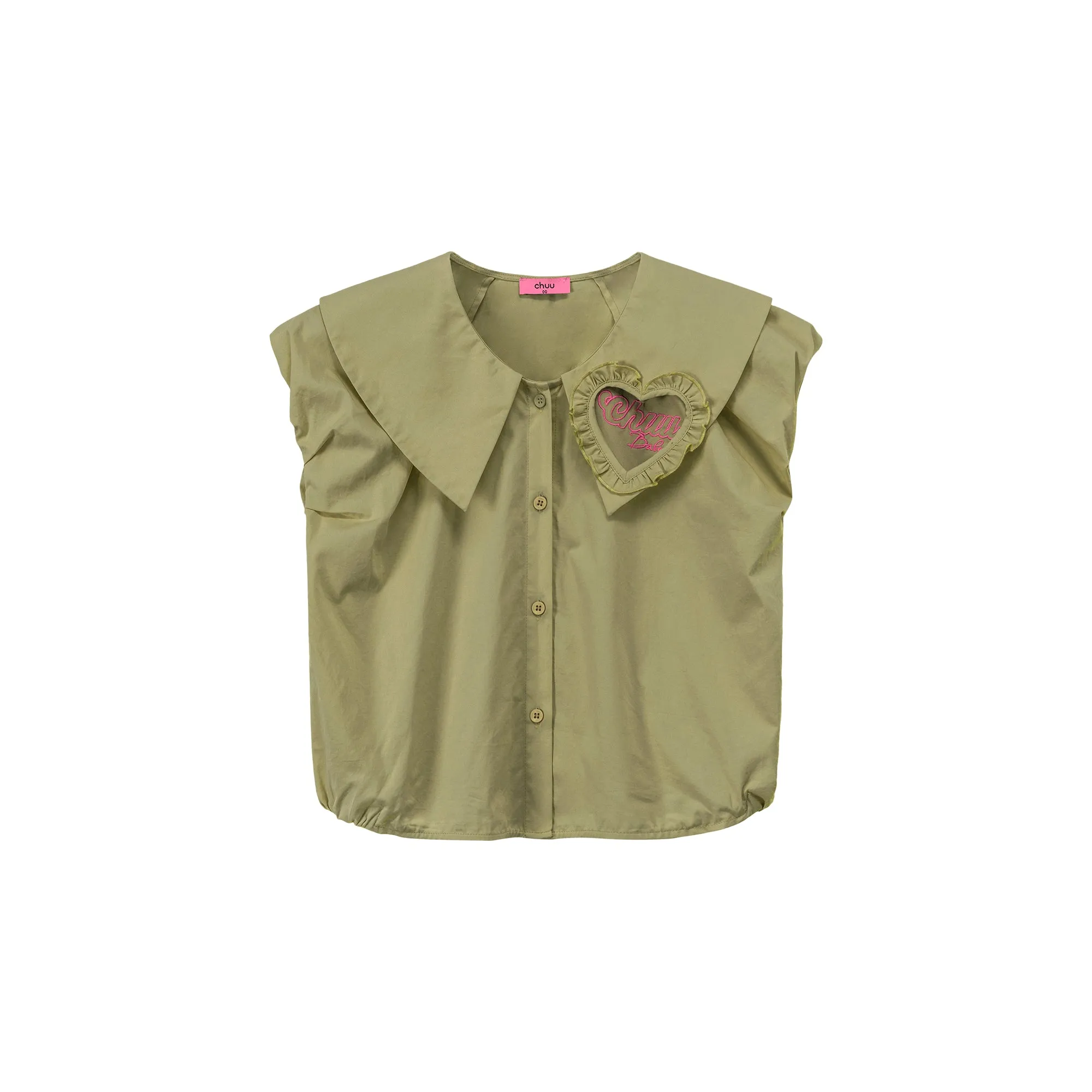Big Collar Color Sleeveless Shirt