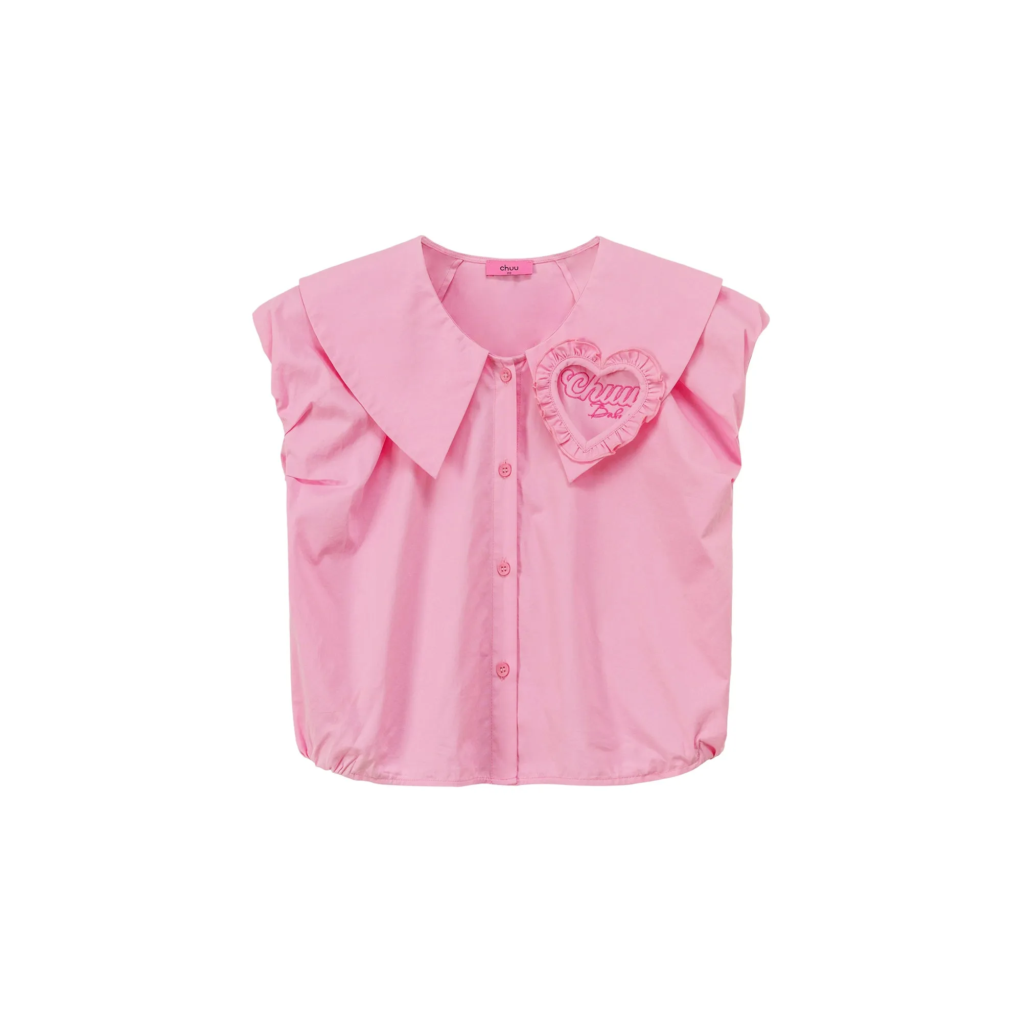 Big Collar Color Sleeveless Shirt