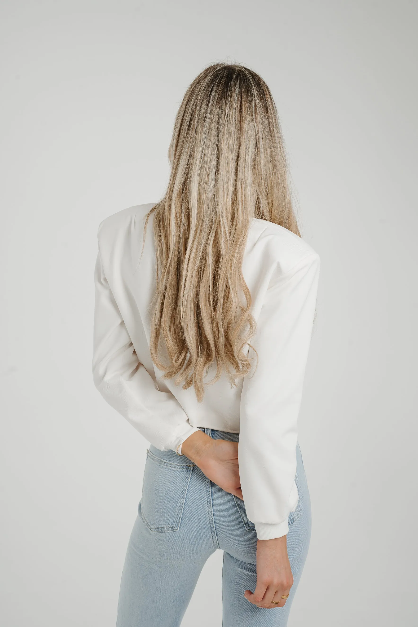 Stylish Caitlyn Bomber Jacket in Pristine White