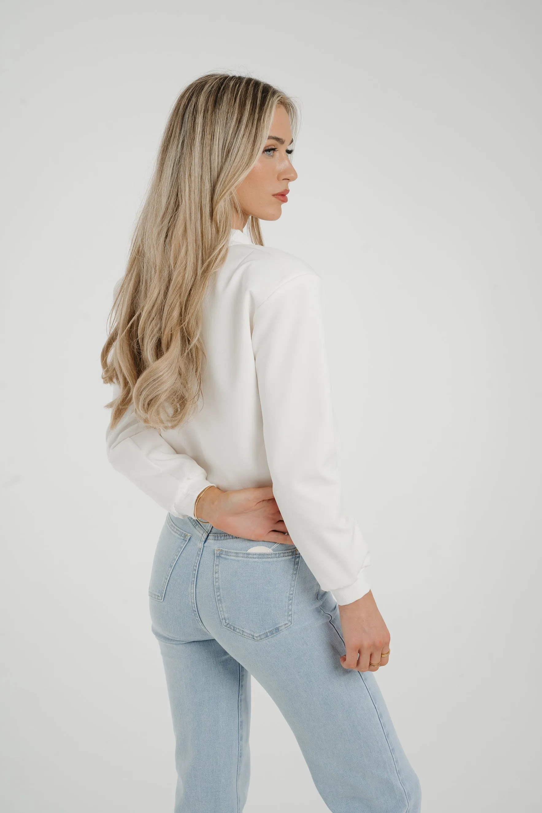 Stylish Caitlyn Bomber Jacket in Pristine White