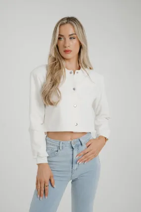 Stylish Caitlyn Bomber Jacket in Pristine White
