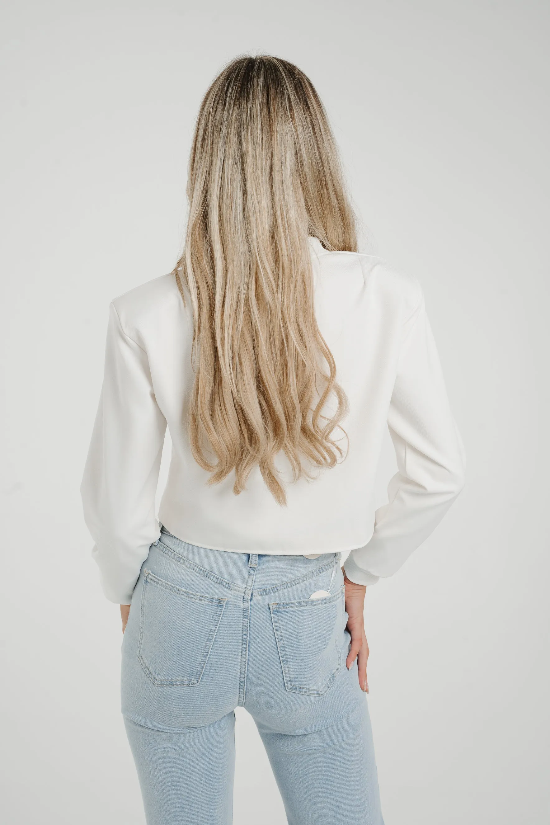 Stylish Caitlyn Bomber Jacket in Pristine White