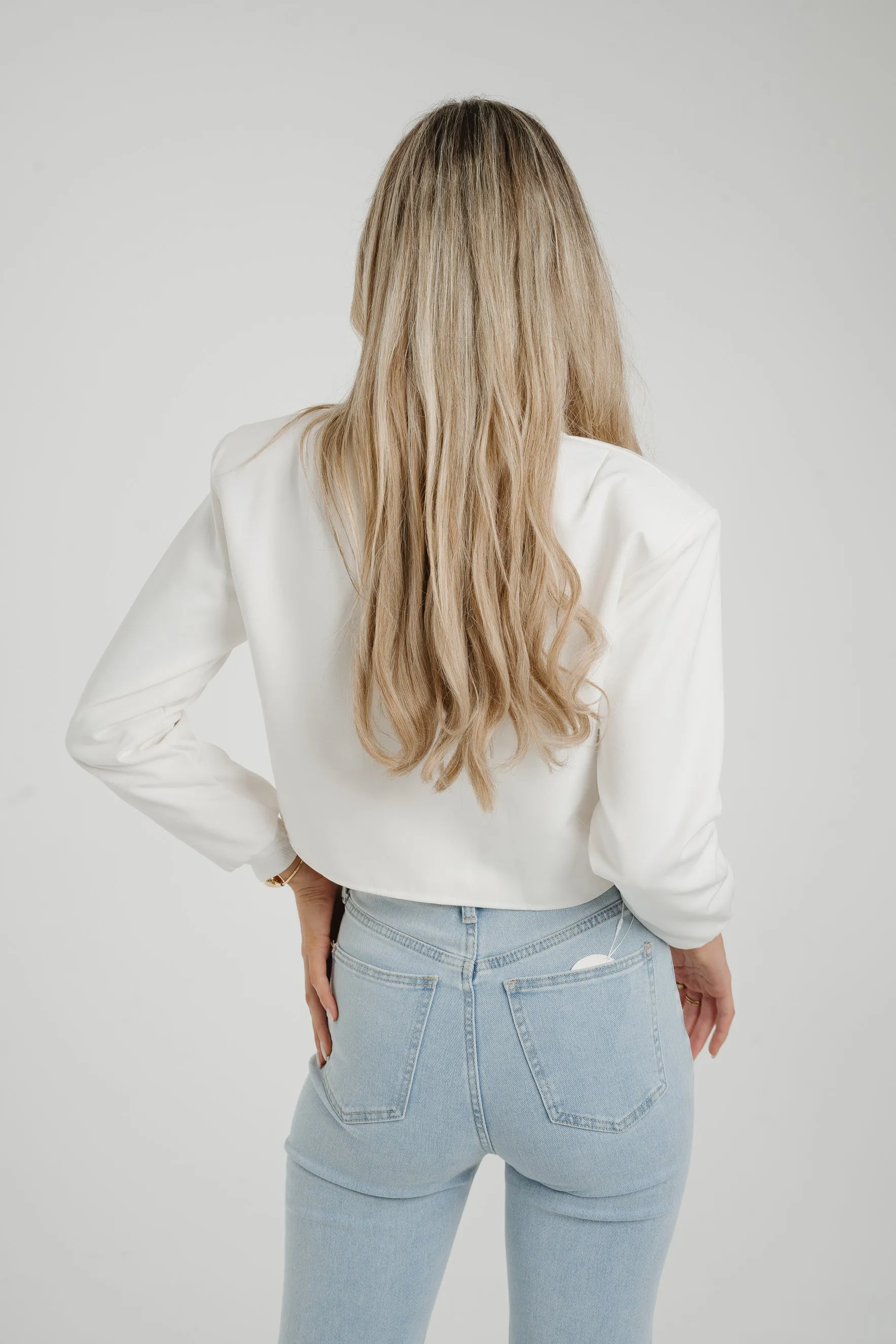 Stylish Caitlyn Bomber Jacket in Pristine White