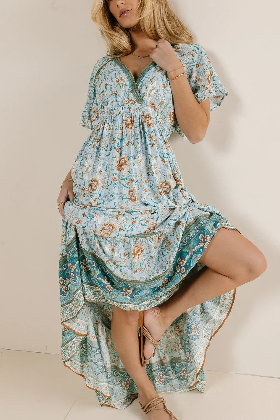 Cary Floral Dress in Blue - FINAL SALE