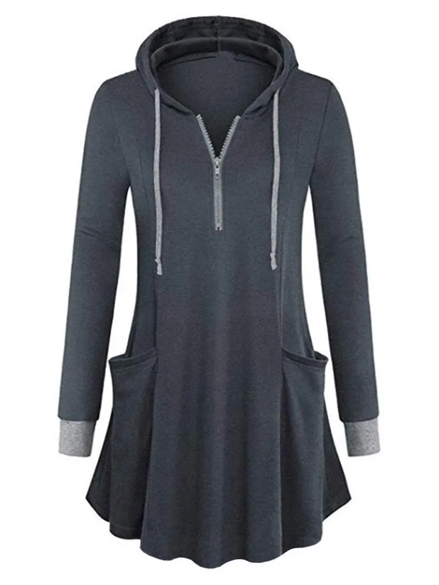 Casual Solid Color Long Sleeve Hoodie