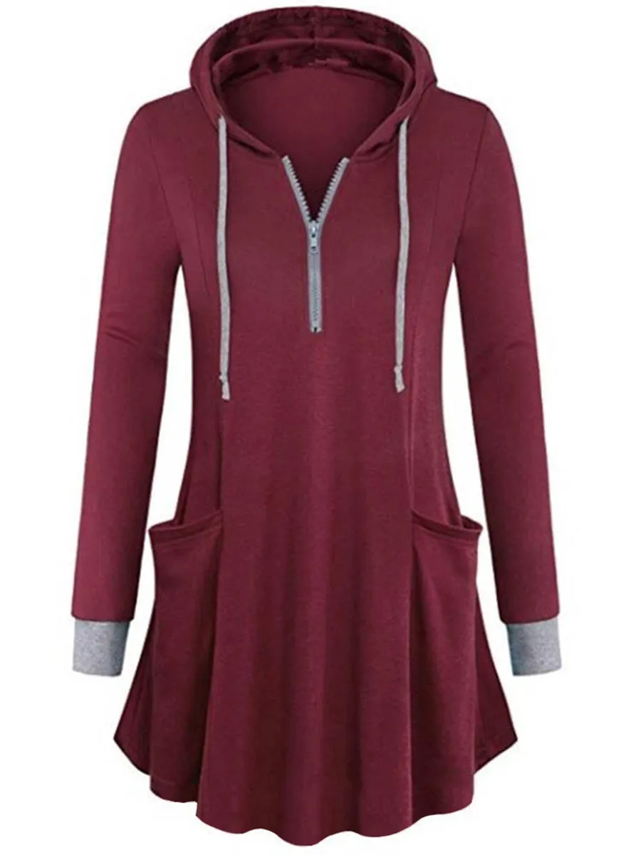 Casual Solid Color Long Sleeve Hoodie
