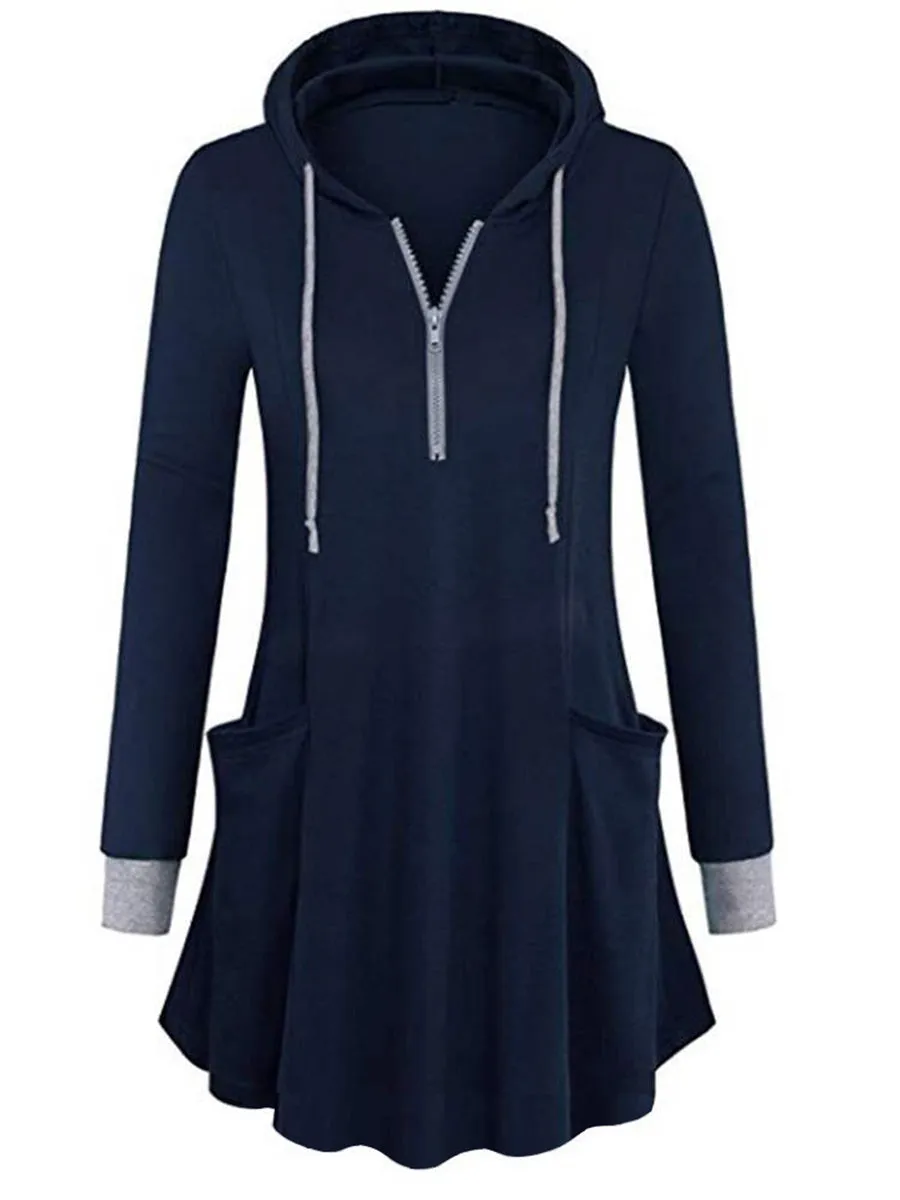 Casual Solid Color Long Sleeve Hoodie