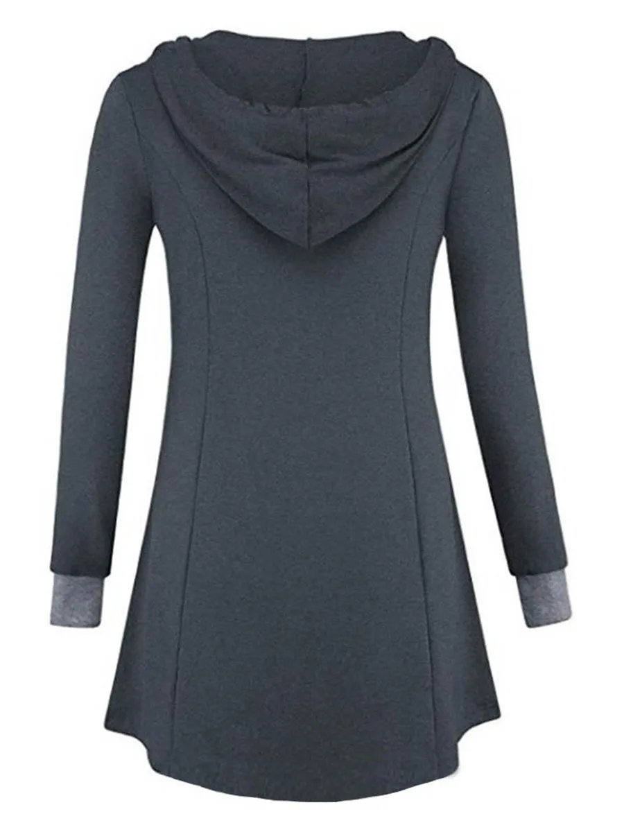 Casual Solid Color Long Sleeve Hoodie