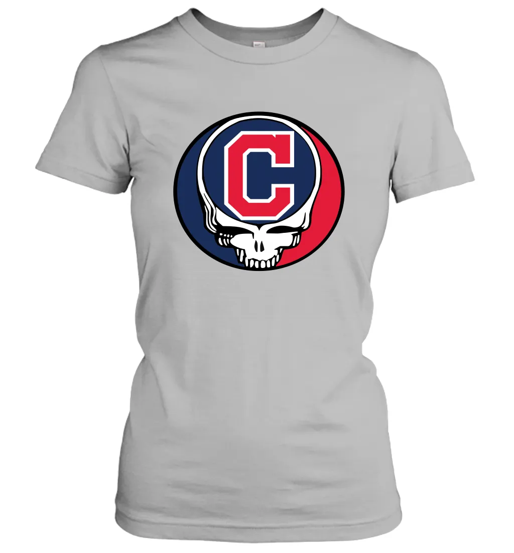 Cleveland Indians Grateful Dead Steal Your Face Baseball Womens T-Shirt