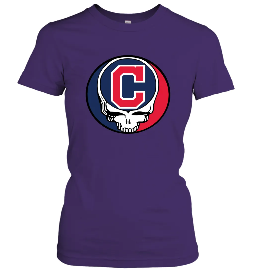 Cleveland Indians Grateful Dead Steal Your Face Baseball Womens T-Shirt