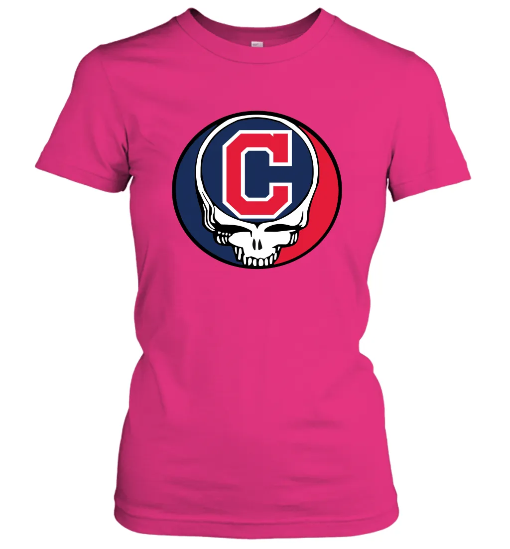 Cleveland Indians Grateful Dead Steal Your Face Baseball Womens T-Shirt