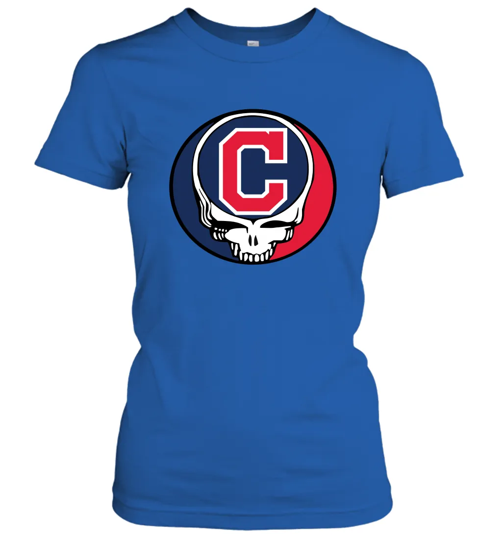 Cleveland Indians Grateful Dead Steal Your Face Baseball Womens T-Shirt