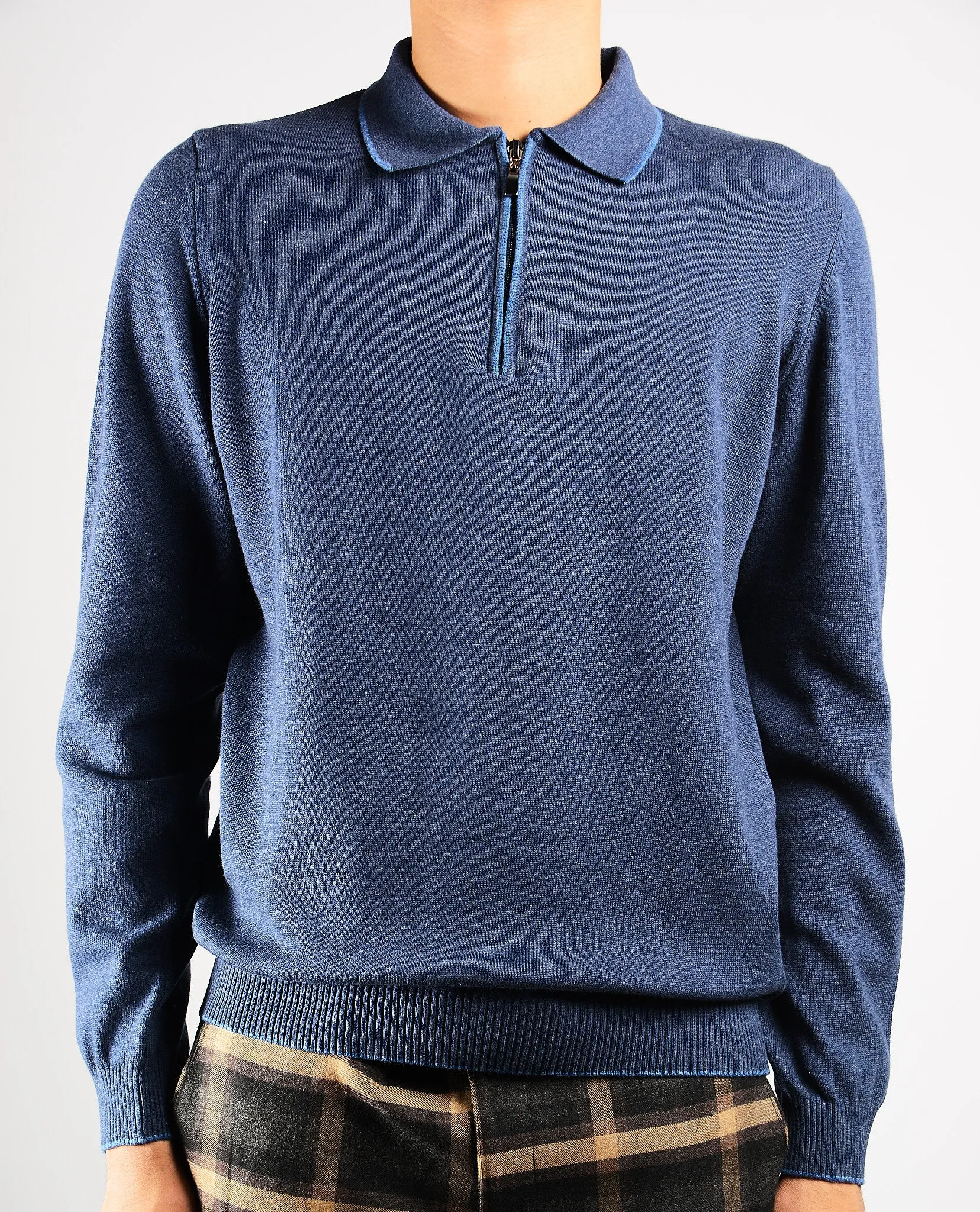 DT Tipped 1/4 Zip Polo Ls