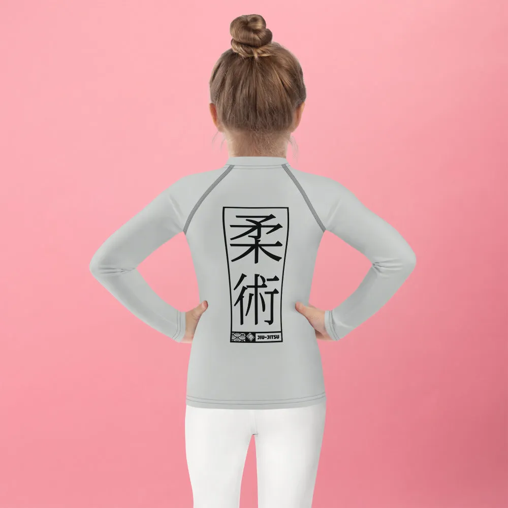 Dynamic Style: Kid's Girls Long Sleeve BJJ Rash Guard Jiu-Jitsu 018 - Smoke