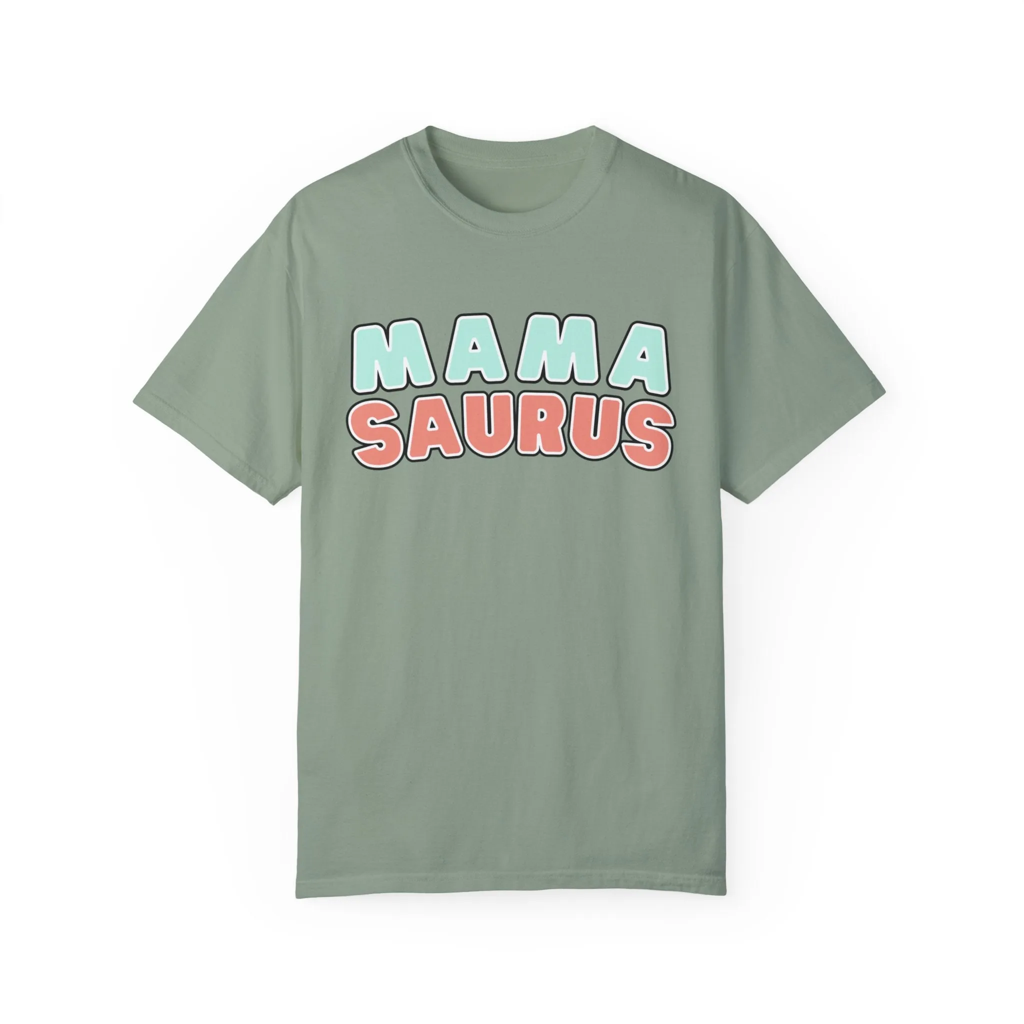 Eddy and Rita Women's Comfort Colors T-Shirt - "MAMA SAURUS" Fun Graphic Tee for Moms