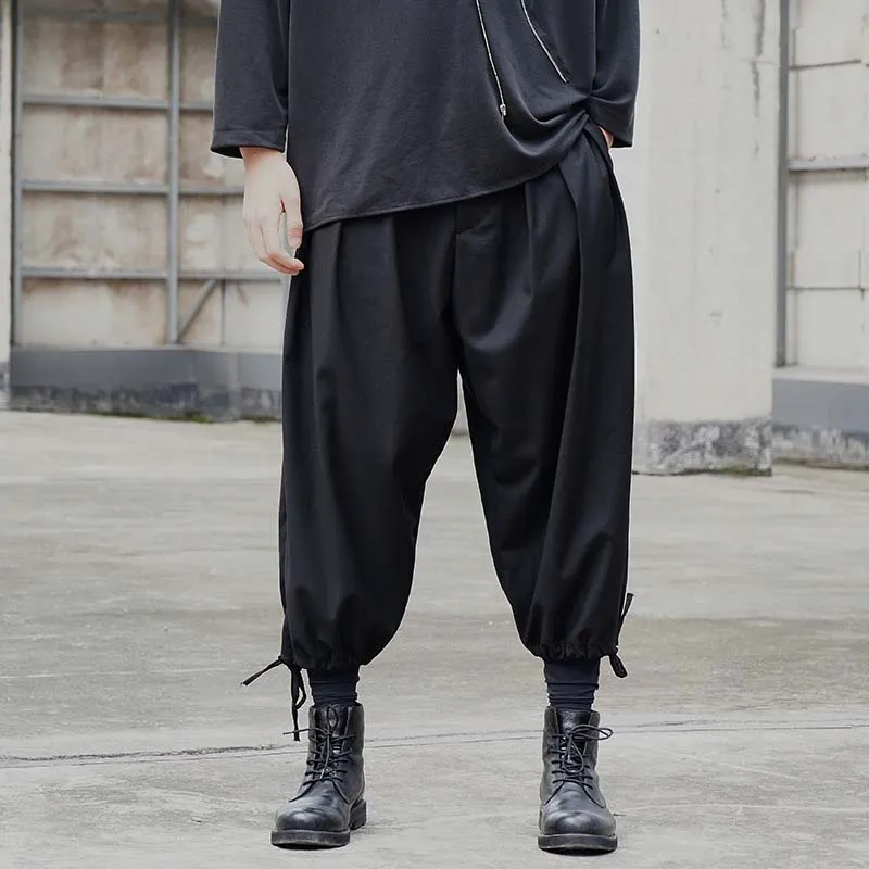 Elastic Waist Pleated Cropped Casual Pants