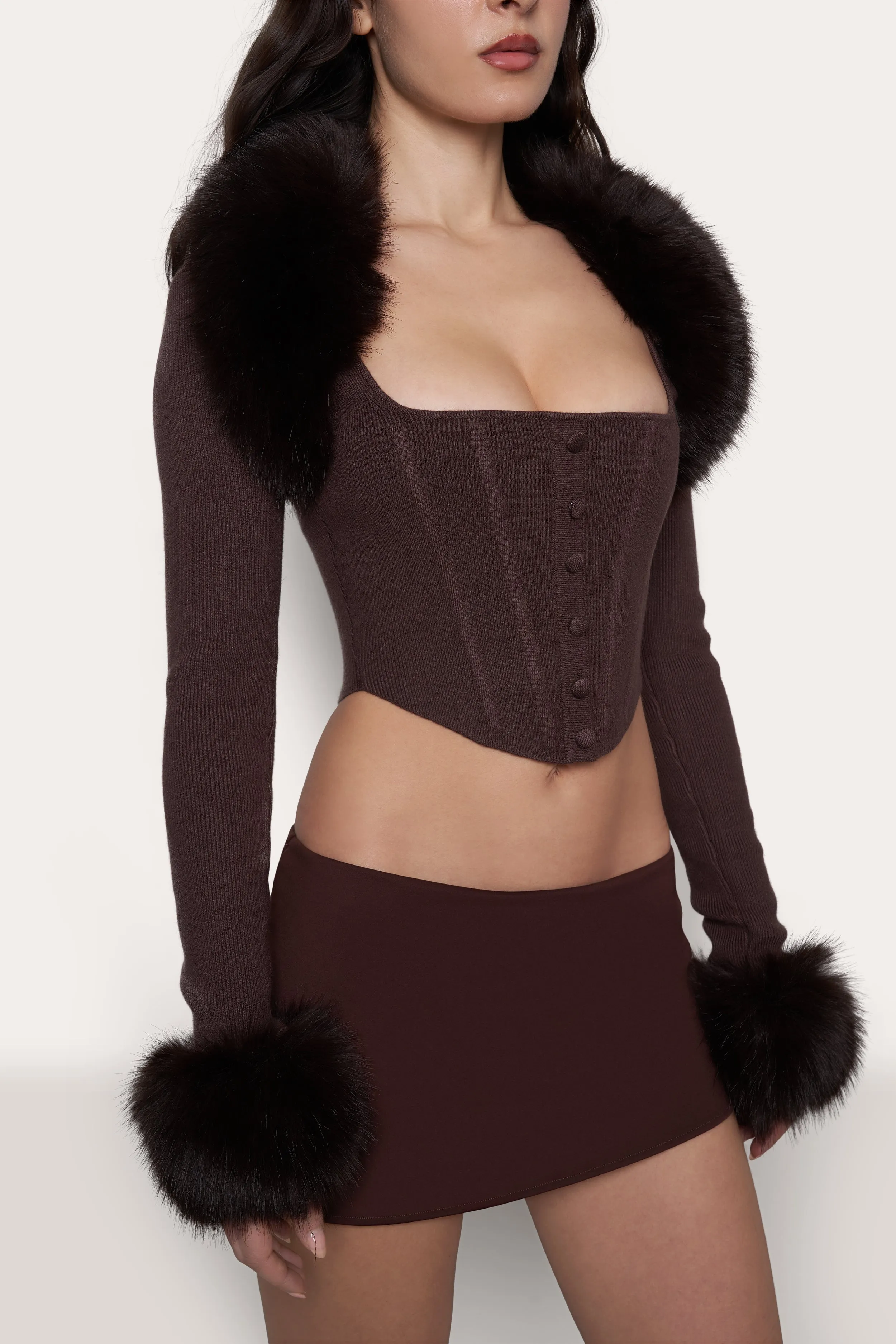 Chic Faux Fur Knit Bolero - Luxurious and Warm