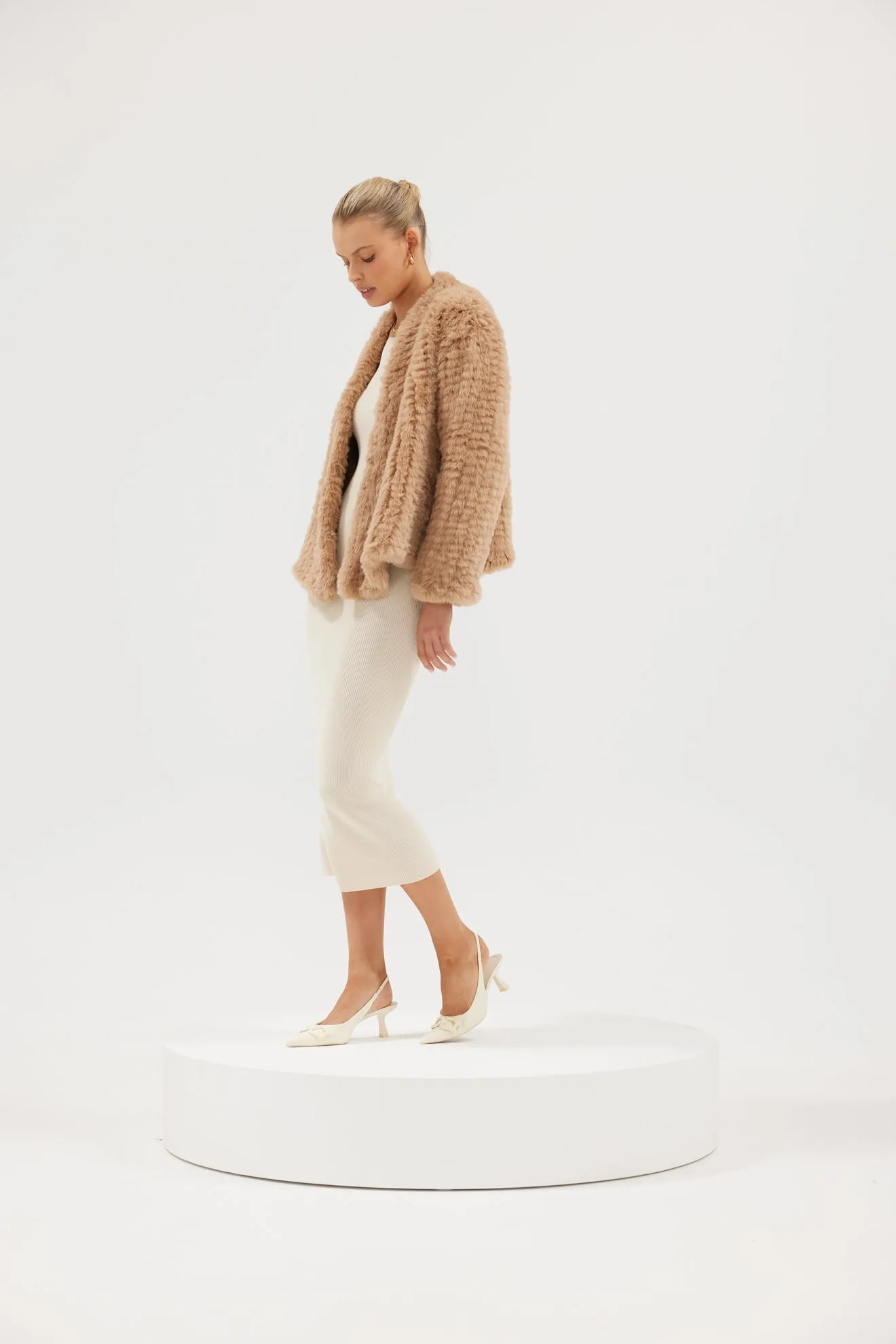 Stylish Beige Faux Valencia Jacket