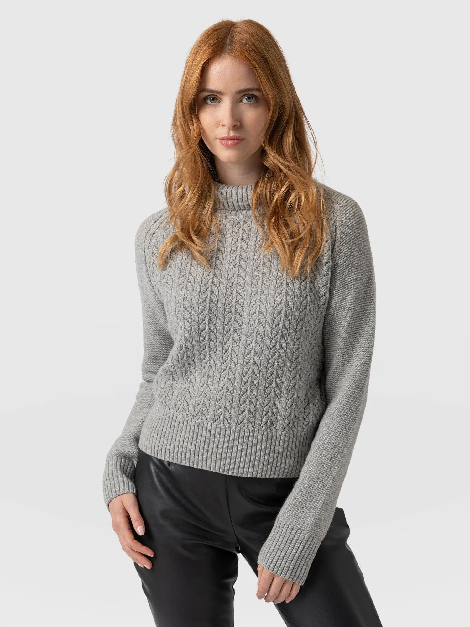 Glen Cable Knit Jumper - Grey Melange