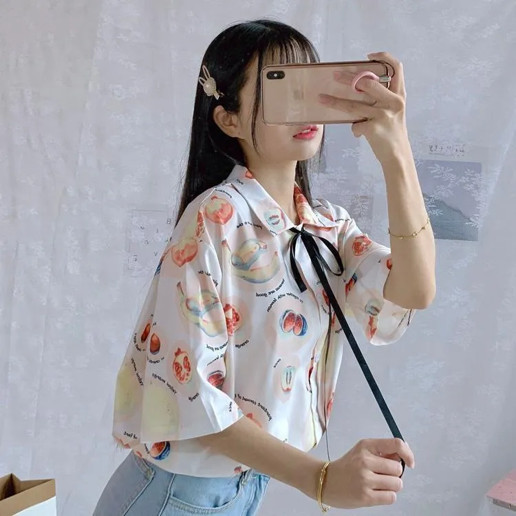 Harajuku Chiffon Shirt With Riband