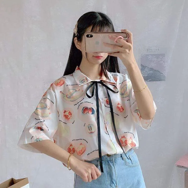Harajuku Chiffon Shirt With Riband