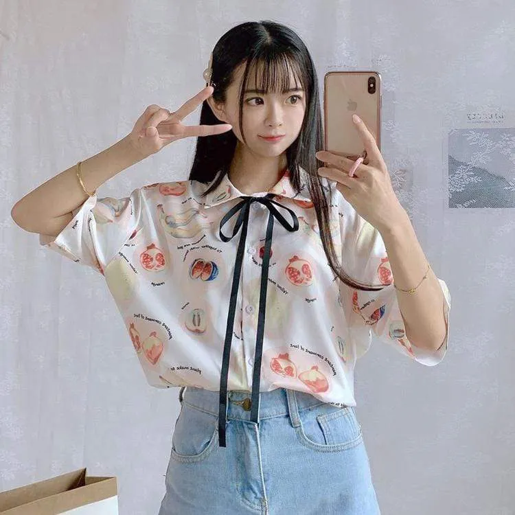 Harajuku Chiffon Shirt With Riband