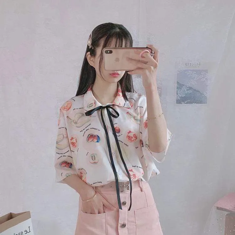Harajuku Chiffon Shirt With Riband