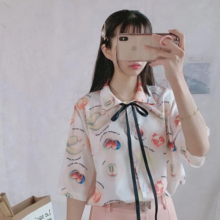 Harajuku Chiffon Shirt With Riband