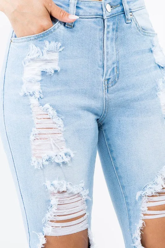 HIGH WAIST CUT OUT STRAIGHT JEANS