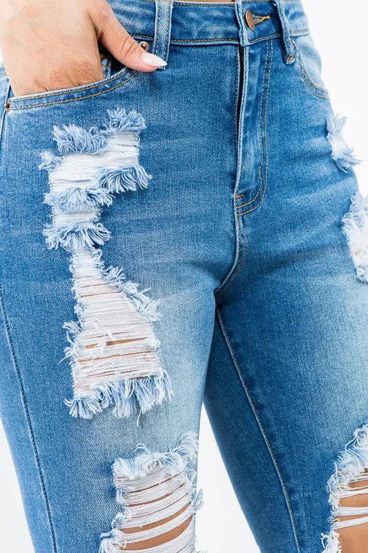 HIGH WAIST CUT OUT STRAIGHT JEANS